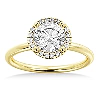 Lab Grown Diamond Halo Engagement Ring Setting 18k Yellow Gold (0.08ct)