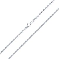 Bling Jewelry Simple 2MM Strong .925 Sterling Silver Cable Rope Chain Necklace For Men Women Nickle-Free Made In Italy 16 18 20 24 Inch