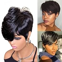 FCHW-wig Short Hair Wigs For Black Women Short Pixie Cuts Wigs For Black Women Short Straight Ladies Wigs Synthetic Short Wigs For Women African American Women Wigs (DJ9413)