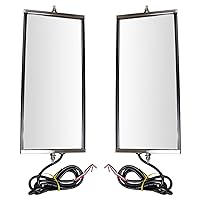 West Coast Mirror Signal Heated 16x7 Stainless Steel Pair Compatible with HD Truck