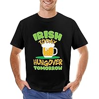 Patrick Irish Today Hungerover Tomorrow Shirt for Men Clover Shirt St.Patrick's Day T-Shirt Irish Lucky Cotton Shirts
