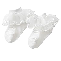 Newborn Infant Baby Girls Socks Premium Cotton Double Lace Stretchy Ankle Socks Casual Wear 3 Pairs