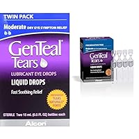 Genteal Tears Lubricant Eye Drops, Moderate Liquid Drops, Twin Pack,0.5 Fl Oz (Pack of 2) Package May Vary & Tears Lubricant Eye Drops, Moderate Liquid Drops, SingleUse Vials,1 Pack of 36 ct