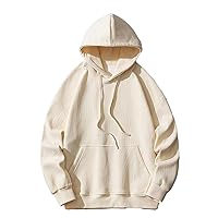 Mens Drawstring Hoodies Loose Fit Fleece Sweatshirts Casual Sport Sweater Solid Workout Hoody Hooded Pullover Tops