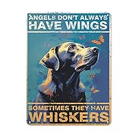 Vintage Wall Poster Metal Plaque,Angels Don't Always Have Wings Sometimes They Have Whiskers,Labrador Retriever Metal Wall Poster, Angel plaques,Funny Wall Art,Funny Bathroom Metal Tin Sign