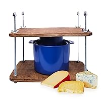 Wooden Cheese Press for Cheese Making Supplies 12in Plywood 1/2in Thick Metal Guides and Cheese Mold with Follower Piston 1/2 Gal - Home Supply Ultimate Cheese Press Machine - Prensa Para Queso Casero