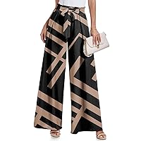 Wide Leg Pants for Women High Waisted Palazzo Pants Work Casual Flowy Tie Knot Trousers with Pockets