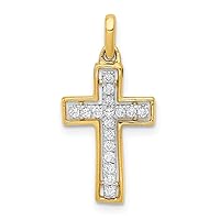 14K & Rhodium 1/20ct. Diamond Cross Pendant