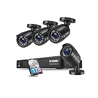 ZOSI 1080P Home Security Camera System, H.265+ 8CH 5MP Lite CCTV DVR Recorder with 1TB HDD and 4 x 1080P Weatherproof Surveillance Bullet Camera Outdoor Indoor, 80ft Night Vision, Motion Alerts
