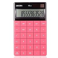 Electronic Desktop Calculator with 12-digit Large Display, Solar and Button Dattery Dual Power Standard 12-Digit Big Display Handheld Function Desktop Calculator (Red)