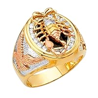 14k Yellow Gold White Gold and Rose Gold Scorpion Mens CZ Cubic Zirconia Simulated Diamond Ring Size 10 Jewelry Gifts for Men