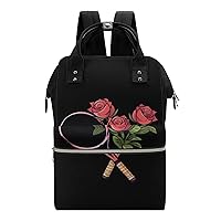Rose Tennis Rackets Sports Diaper Bag for Women Large Capacity Daypack Waterproof Mommy Bag Travel Laptop Backpack