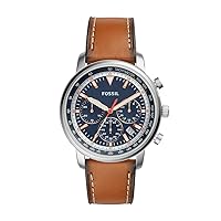 Fossil Men's Goodwin Stainless Steel and Leather Chronograph Quartz Watch
