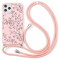 Crossbody Case for iPhone 11 Pro Max Silicone Pink with Cord Strap Necklace Pattern Slim Phone Cover Shockproof TPU with Neck Cord Lanyard Strap Cases for Apple iPhone 11Pro Max 6.5