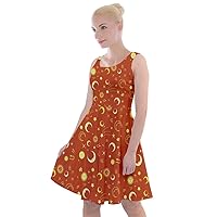 CowCow Womens Starry Night Sky Moon Stars Space Constellations Planets Mrs Frizzle Knee Length Skater Dress