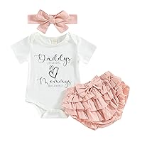 CIYCUIT Newborn Baby Girl Summer Clothes 0 3 6 9 12 18 Months Outfits Romper + Shorts + Headband Set