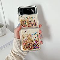 Glitter Quicksand Phone Case for Samsung Galaxy Z Flip 4 ZFlip3 Shockproof Liquid Sequins Cover,Gold,for Galaxy Z Flip 4