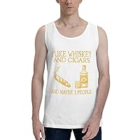I Like Whiskey and Cigars and Maybe 3 People Men's Tank Top Shirt Cotton Cool Running Shirt