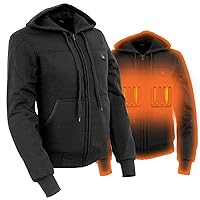 Nexgen Heat MPL2713SET Women Black 'Heated' Front Zipper Fiery Hoodie Jacket for Outdoor Activities w/Battery Pack