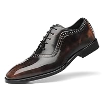 Men's Oxfords Faux Patent Leather Tuxedo Brogue Derby Dress Shoes Classic Lace-up Formal Casual Loafers