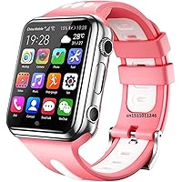 GABLOK Smartwatches 4G GPS WiFi Positioning Student Children 9.0 System Bluetooth SIM Card Electronics (Colour: Silver1-pink1, Size: 1), Modern