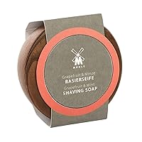 MÜHLE Wooden Bowl With Grapefruit & Mint Shaving Soap, 65 Grams – Shave Soap for Men, Rich & Light Soap Formula, Nurturing Solid Shave Soap Lather, Cooling Effect On Skin