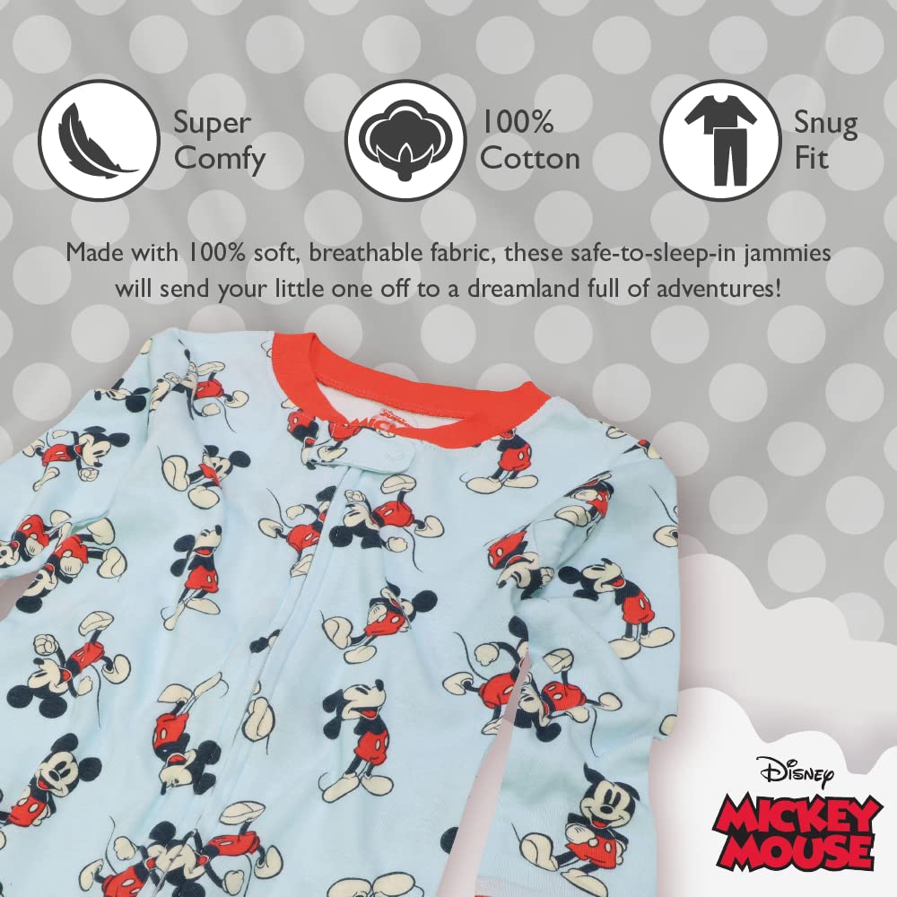 Disney Baby Little Mermaid | Mickey Minnie Mouse 2-Pack Footless Snug-fit Cotton Onesie Pajamas