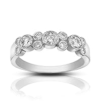 1.00 ct Ladies Round Cut Diamond Wedding Band Ring in Bezel Setting in Platinum