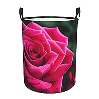Rose Flower Round waterproof laundry basket,foldable storage basket,laundry Hampers with handle,suitable toy storage