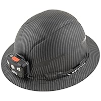 Klein Tools 60345 Hard Hat, Non-Vented Full Brim, Premium KARBN Pattern, Class E, Tested up to 20kV, Padded Sweat-Wicking Sweatband, Top Pad