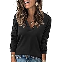 Heymiss Womens Fall Fashion 2023 Long Sleeve Henley Sweathirts Fall Sweaters S-2XL