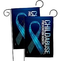 Breeze Decor Prevention Child Abuse Garden Flag 2pcs Pack Support Awareness Inspirational Survivor Ribbon Cancer Autism Breast BLM House Decoration Banner Small Yard Gift Double-Sided, Made in USA