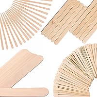 4 Style 300 Pcs Assorted Wooden Wax Sticks for Body Legs Face and Small Medium Large Sizes Eyebrow Waxing Applicator Spatulas for Hair Removal or Wood Craft Sticks