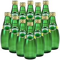 Perrier Sparkling Mineral Water, 11 Oz, Glass Bottles, Natural Mineral Water from South of France, 12 Pack