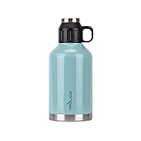 Insulated Growler, 64 oz - Up to 60 Hours Cold - Vacuum Insulated, Large Capacity for Any Adventure - Dual Opening Leak-Proof Lid, Doubles as a Cup - Eucalyptus, Opaque Gloss