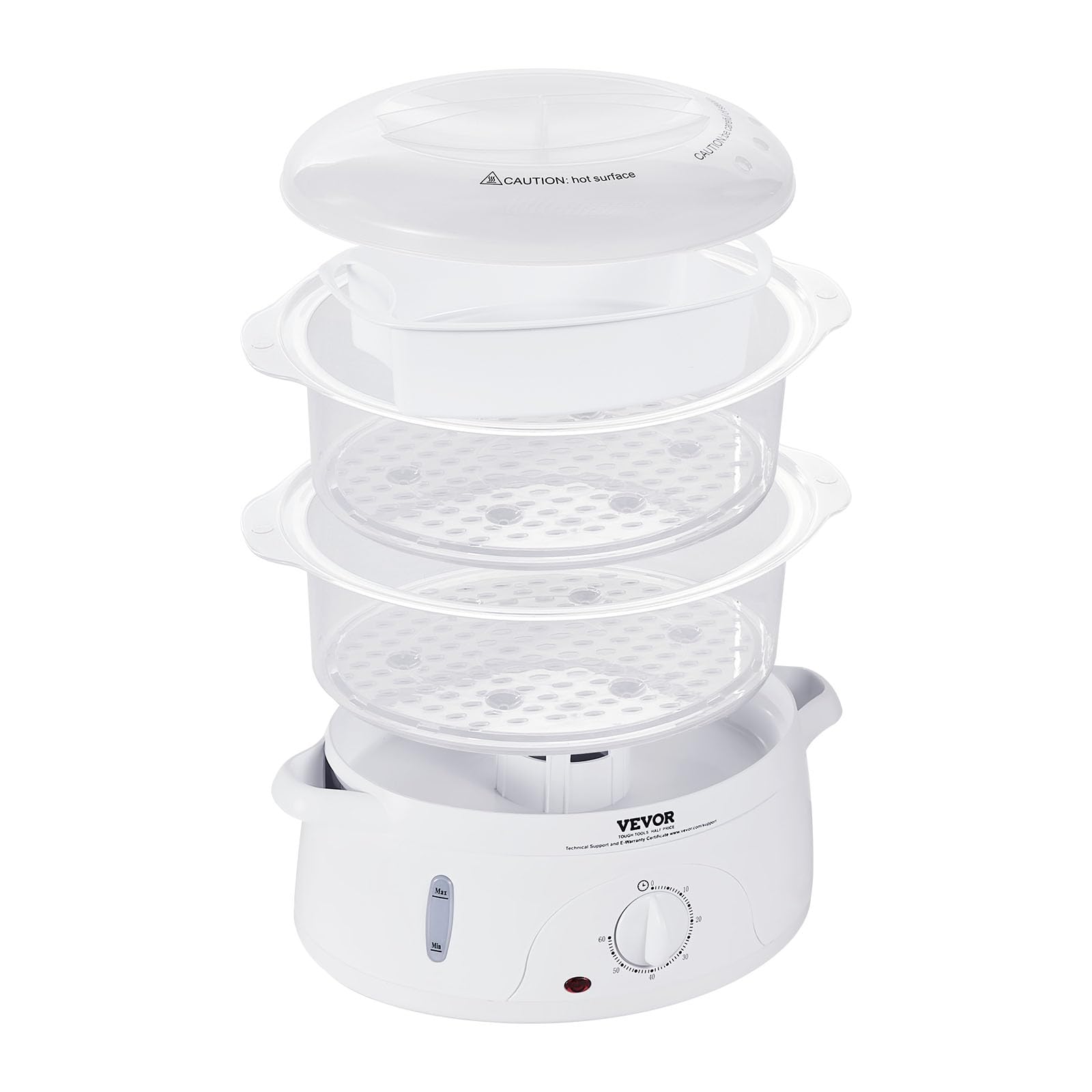 VEVOR Electric Food Streamer, 7.4Qt Electric Vegetable Steamer with 2-Tier Stackable Trays, Food-Grade Food Steamer for Cooking with 60 Min Timer, Auto Shut-Off & Boil Dry Protection (800W)…