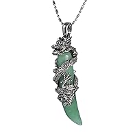 TUMBEELLUWA Dragon Pendant Necklace Wolf Crystal Stone Birthstone Protection Amulet Fengshui Jewelry Gift for Men Women