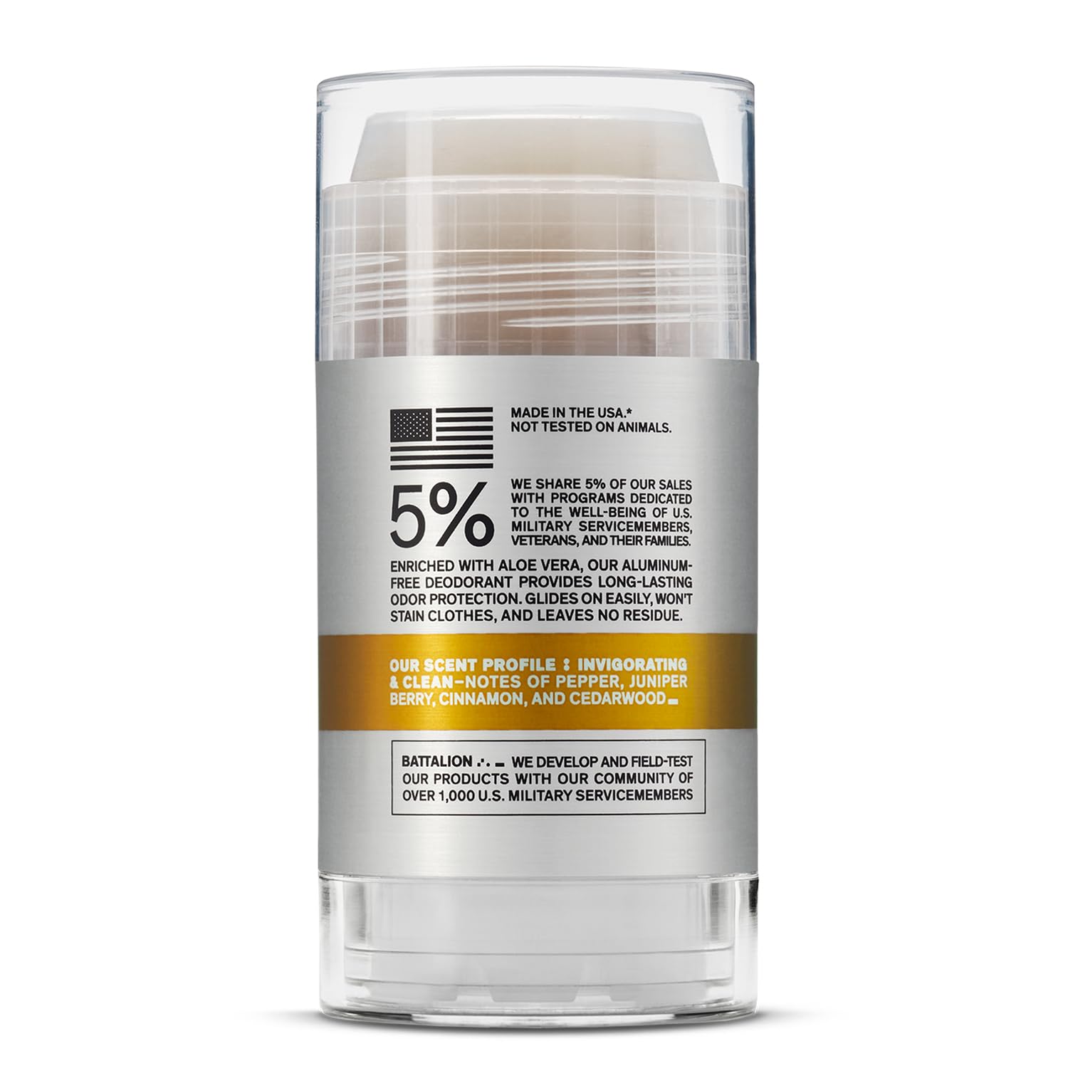Aluminum-Free Natural Deodorant for Men by Bravo Sierra - Long Lasting All-Day Odor and Sweat Protection - Citrus and Cedarwood, 3.2 oz - Paraben-Free, Baking Soda Free, Vegan and Cruelty Free - Will Not Stain Clothes.