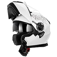 Westt DOT Full Face Motorcycle Helmets - Flip up Dual Visor, Open Face Modular Motorcycle Helmet, Dirt Bike ATV Helmets Adult Off-Road Motorcycle Motocross Helmets for Men Women (S/White)