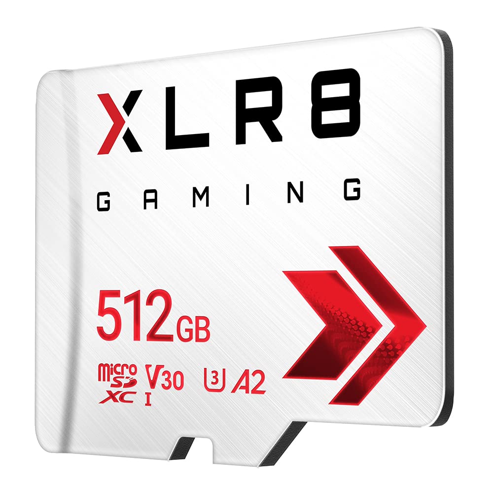 PNY XLR8 512GB Gaming Class 10 U3 V30 microSDXC Flash Memory Card - 100MB/s, Class 10, U3, V30, A2, 4K UHD, Full HD, UHS-I, micro SD