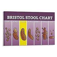 Wqyddy Bristol Stool Chart Diagnostic Constipation Diarrhea Stool Chart Poster Canvas Poster Bedroom Decor Office Room Decor Gift Frame-style 18x12inch(45x30cm)
