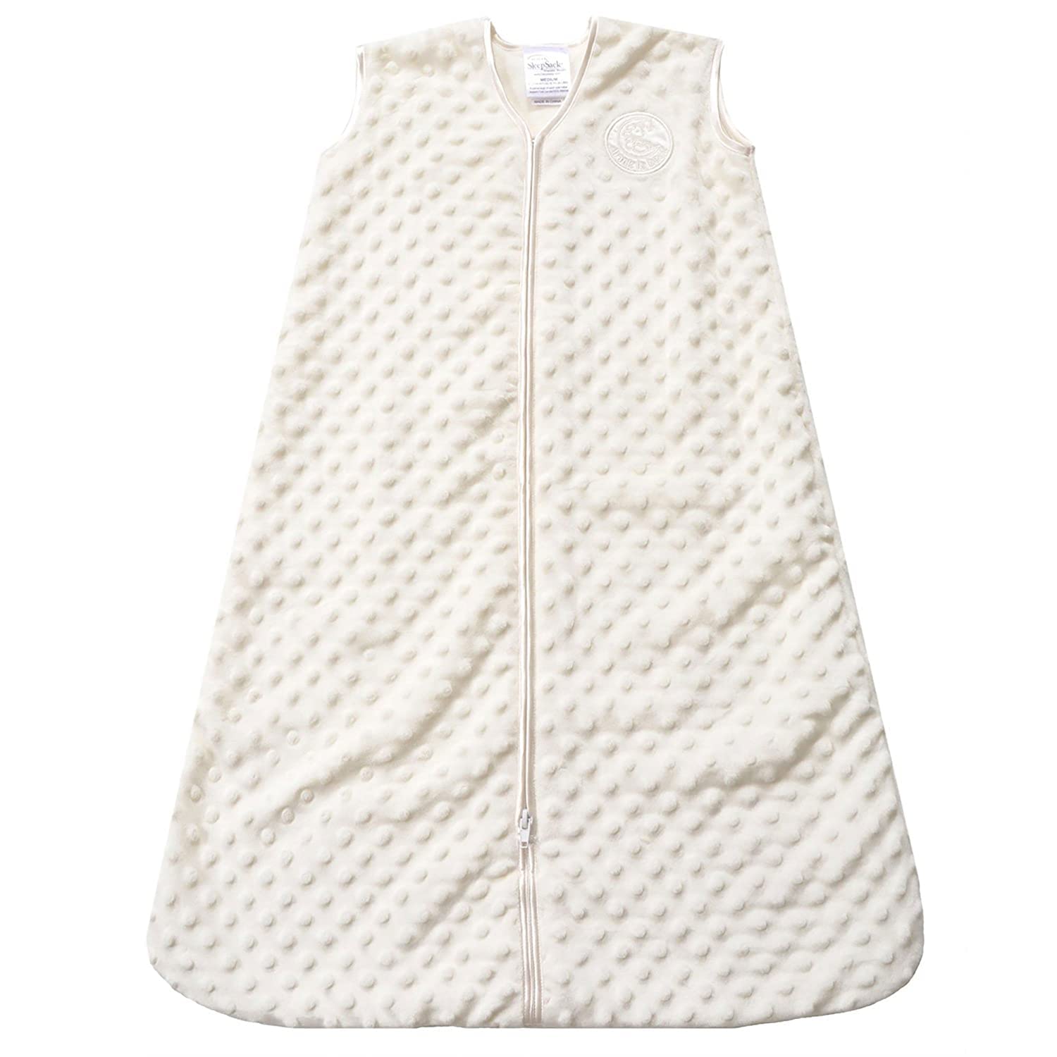 HALO Sleepsack Plush Dot Velboa Wearable Blanket, TOG 1.5, Cream, Small