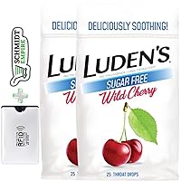 Luden's'® Sore Throat Drops, for Minor Sore Throat, Sugar Free Wild Cherry, 25 Count + 1 Card Protector SchmiidtEmpire + Sticker (Pack of 2)
