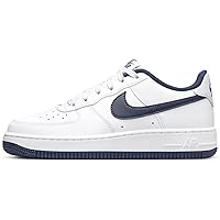 Nike Air Force 1 Big Kids' Shoes (FV5948-104, White/Midnight Navy-Football Grey) Size 2