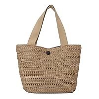 Practical Grass Handbag Bohemian Straw Bag Vacation Beach Handbags Suitable for Daily Use and Vacation, Khaki