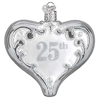 Old World Christmas 25TH Anniversary Heart Ornament, Silver