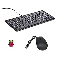 Vis Viva Official Raspberry Pi Keyboard and Mouse Combo + a Logo Sticker (Black/Grey)