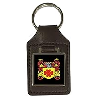 Stillwell Family Crest Surname Coat Of Arms Brown Leather Keyring Engraved