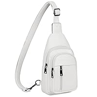 Sling Bag for Women - Crossbody Bags Fanny Pack with Vegan Leather - Adjustable Sling Backack for Travel Pure White