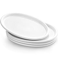 LE TAUCI 12 Inch Ceramic Serving Platter, Sandwich Plates, Serving Dishes for Entertaining, Dessert Taco Sushi Appetizer Serving Plates for Party, Oval Dinner Plates, Set of 4, White
